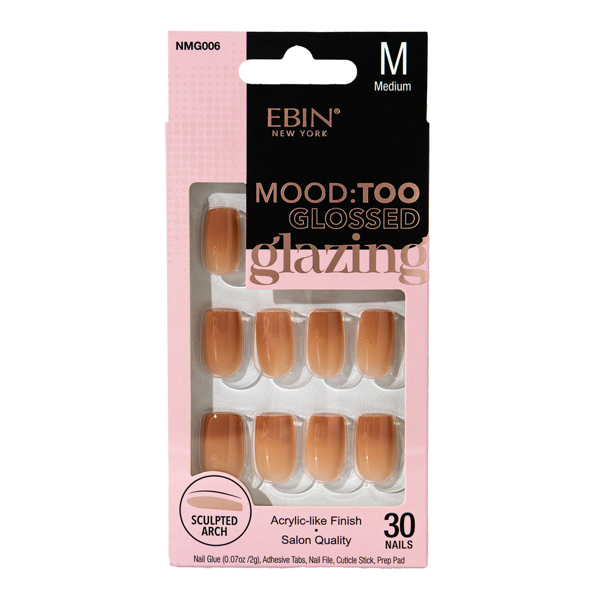 Ebin New York Mood Too Glossed Glazing Caramel Drizzle press-on nails – NMG006