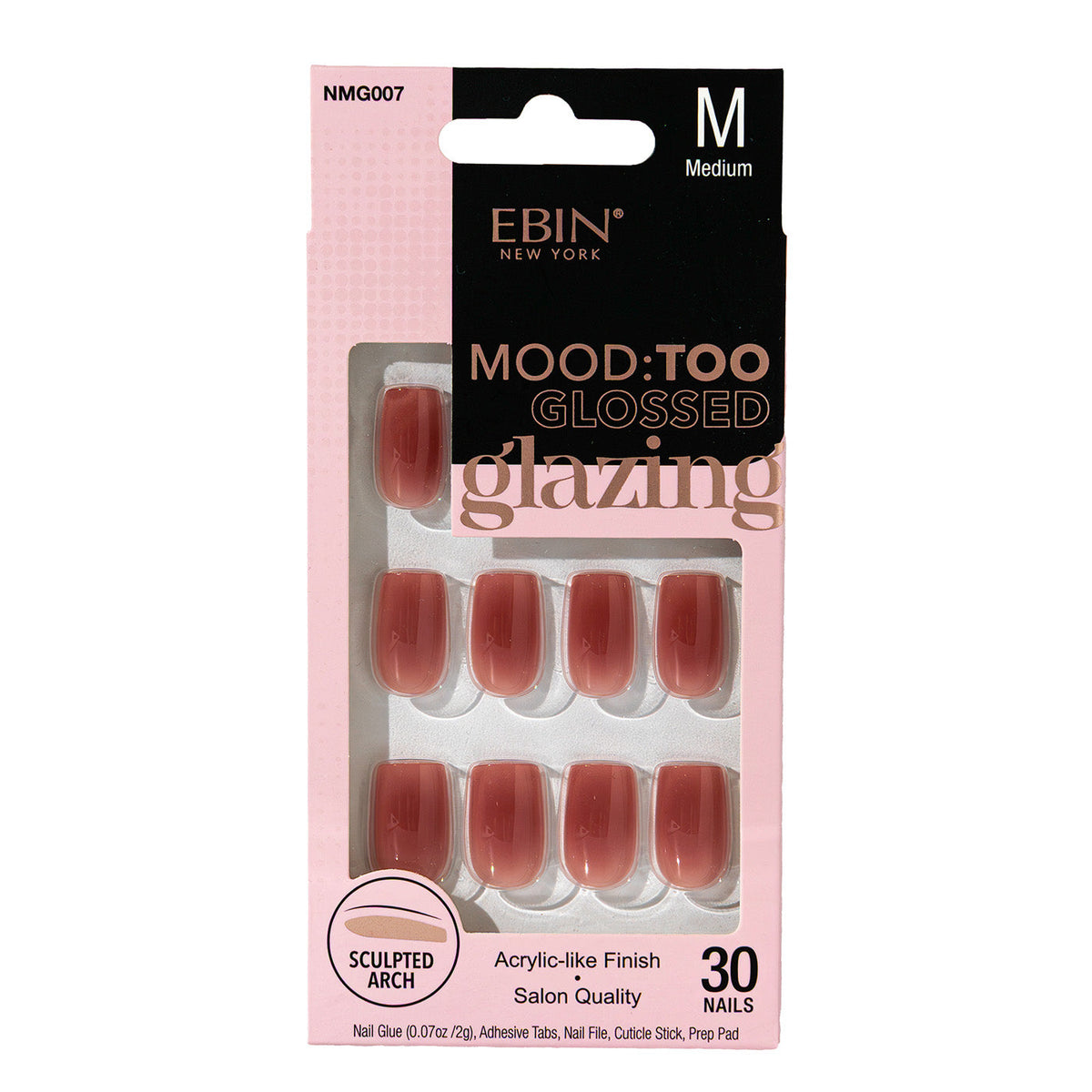 Ebin New York Mood Too Glossed Glazing Rose Glaze press-on nails – NMG007