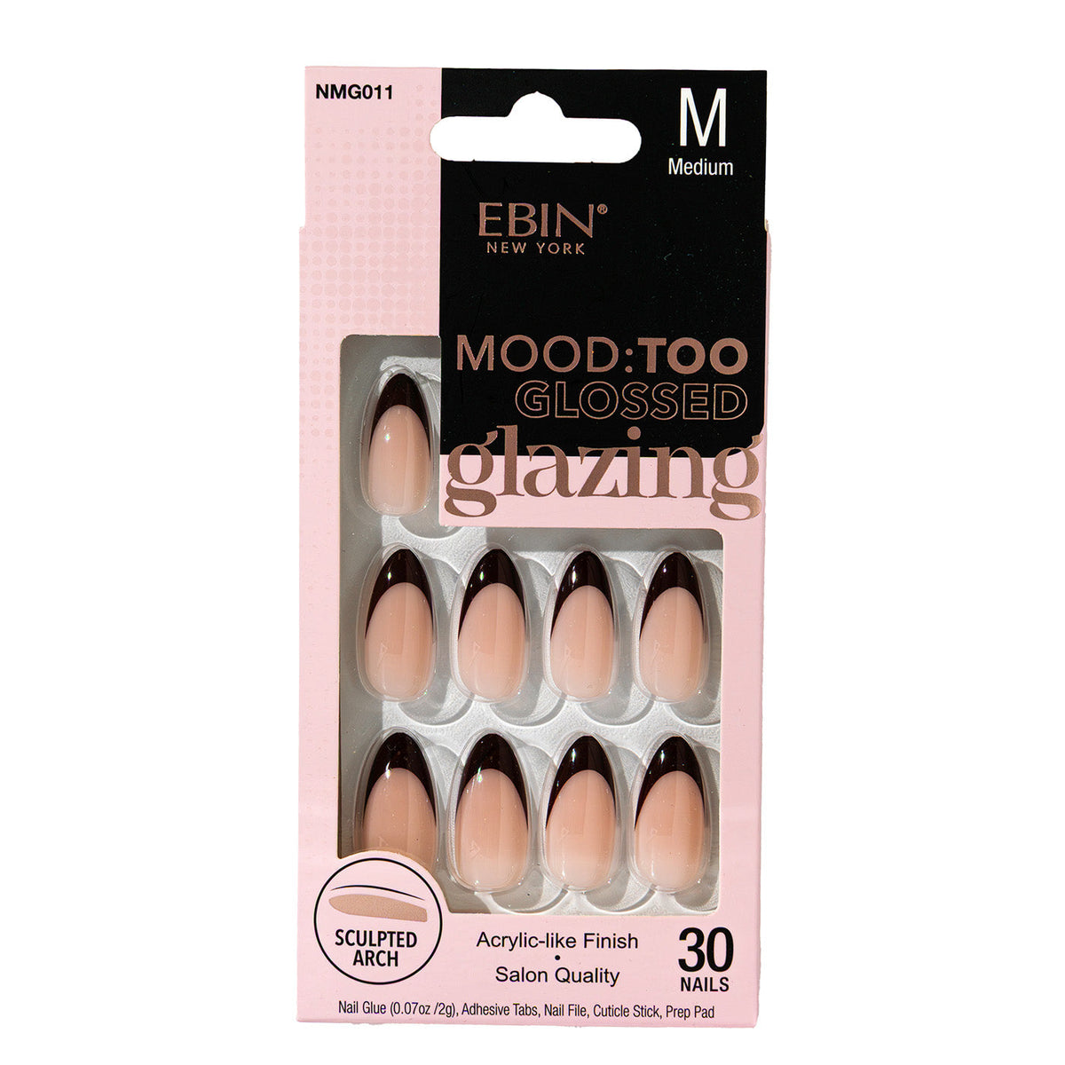 Ebin New York Mood Too Glossed Glazing Burgundy Bliss press-on nails – NMG011