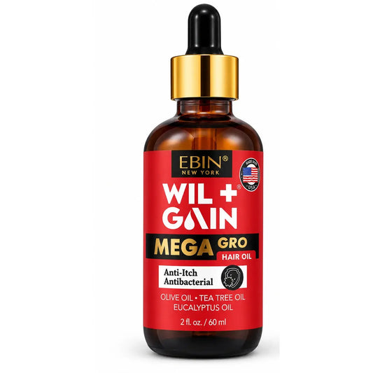 EBIN New York WIL+GAIN Mega Gro Anti-Itch Antibacterial Hair Oil 2 oz