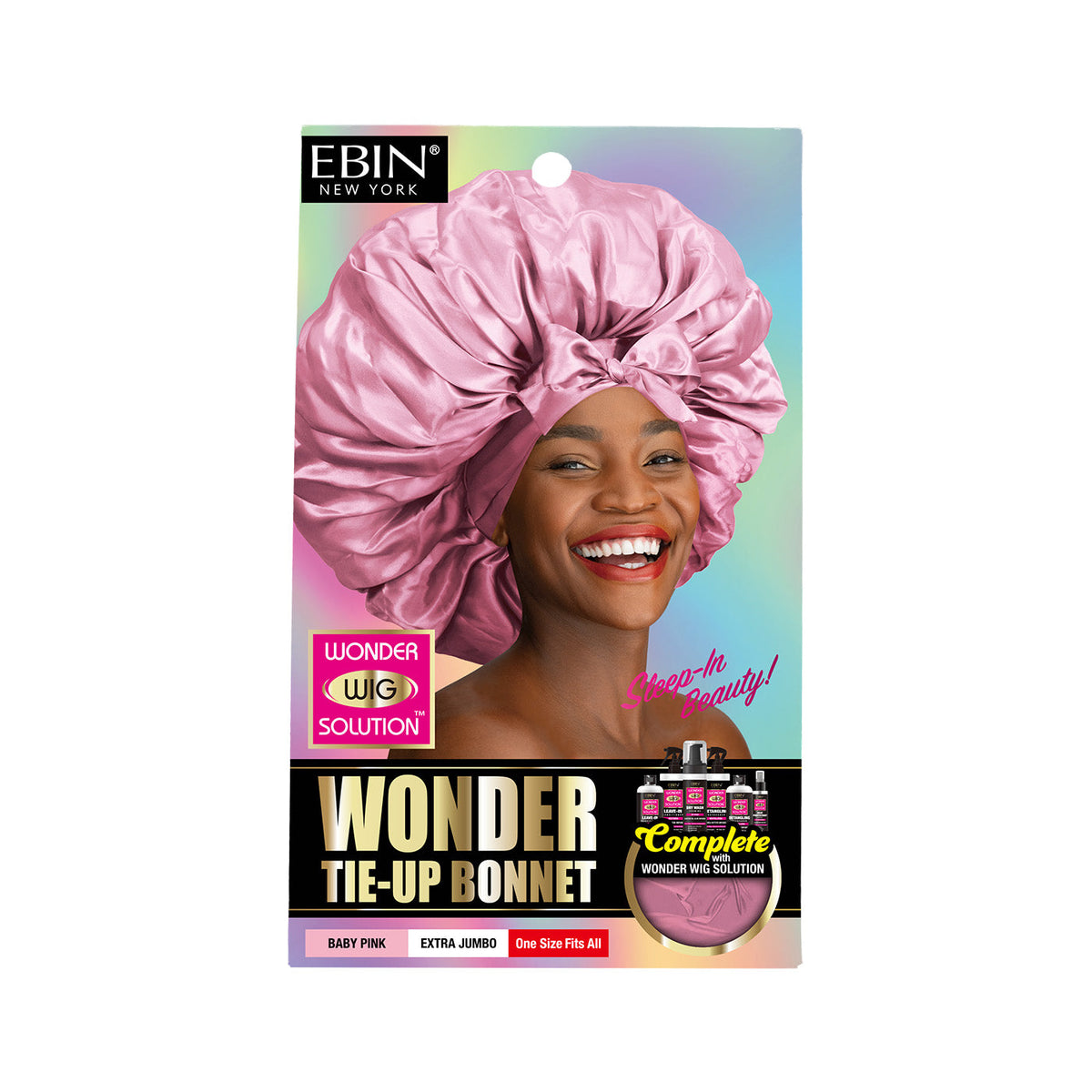 Ebin Wonder Tie-Up Bonnet Baby Pink Extra Jumbo front packaging