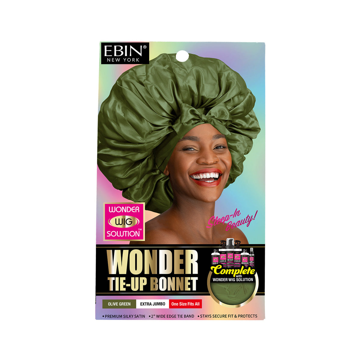 Ebin Wonder Tie-Up Bonnet Olive Green Extra Jumbo front packaging