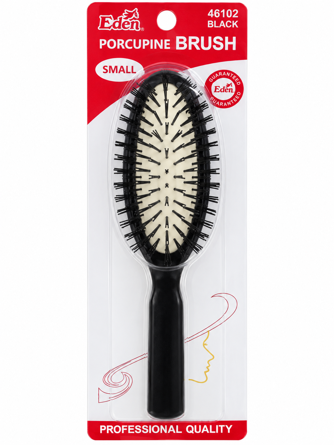 Eden #46102 small black porcupine brush in retail packaging
