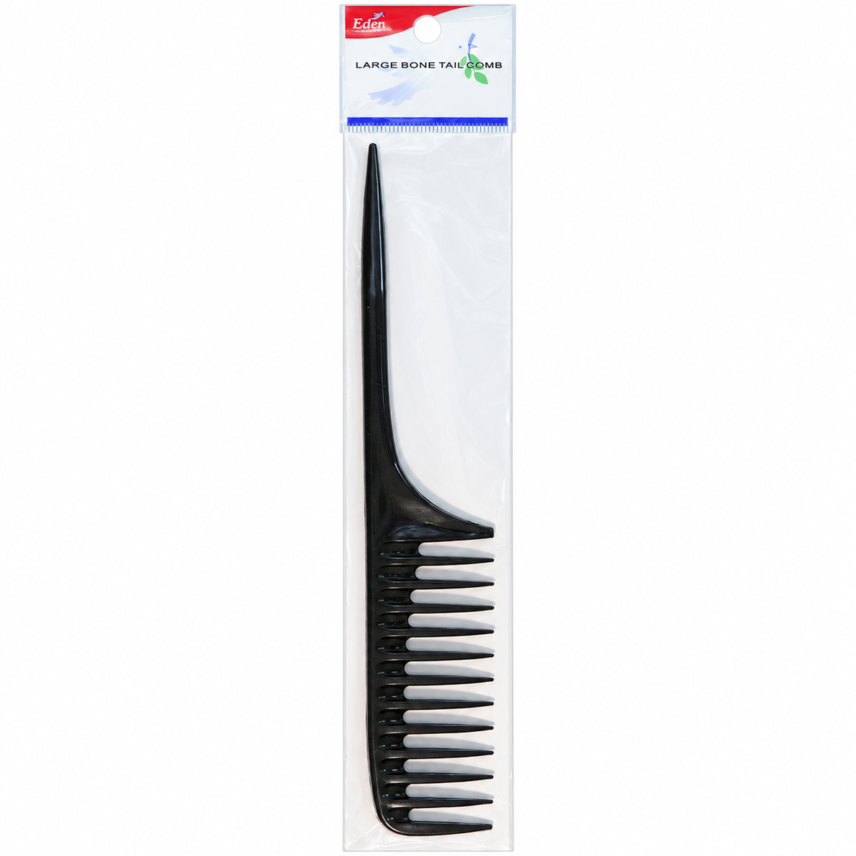 Eden #38112 large black bone tail comb in individual retail packaging