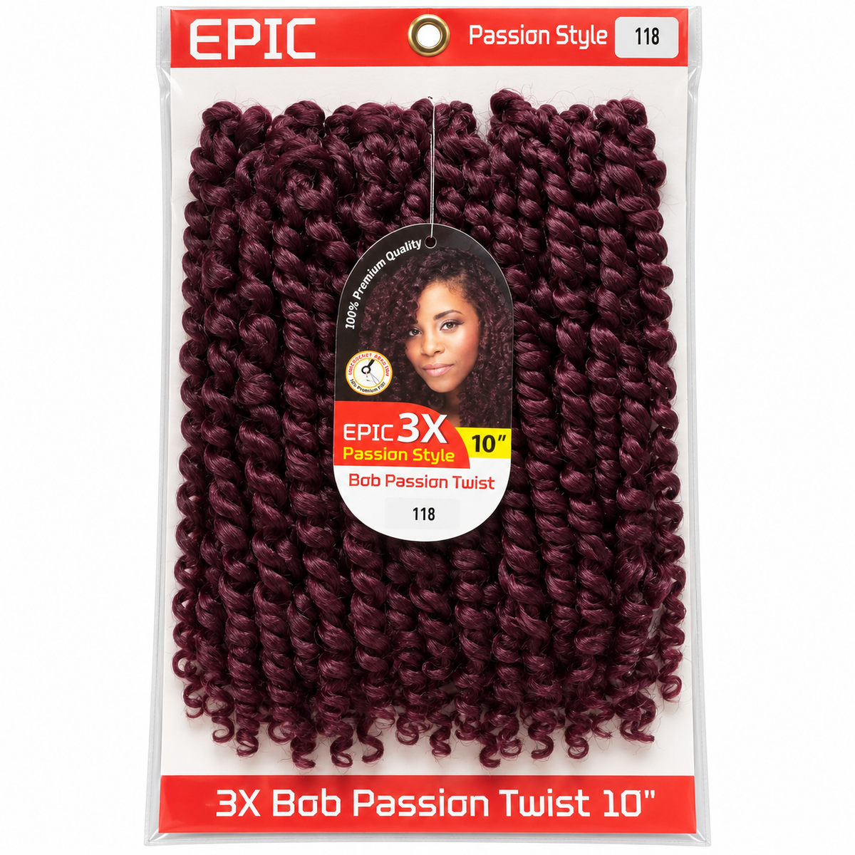 Epic 3X Bob Passion Twist 10" 118 package