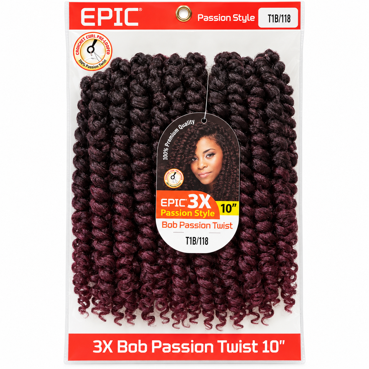 Epic 3X Bob Passion Twist 10" T1B/118 package