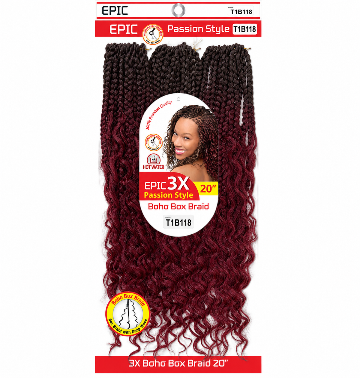 EPIC 3X Boho Box Braid 20 inch T1B/118