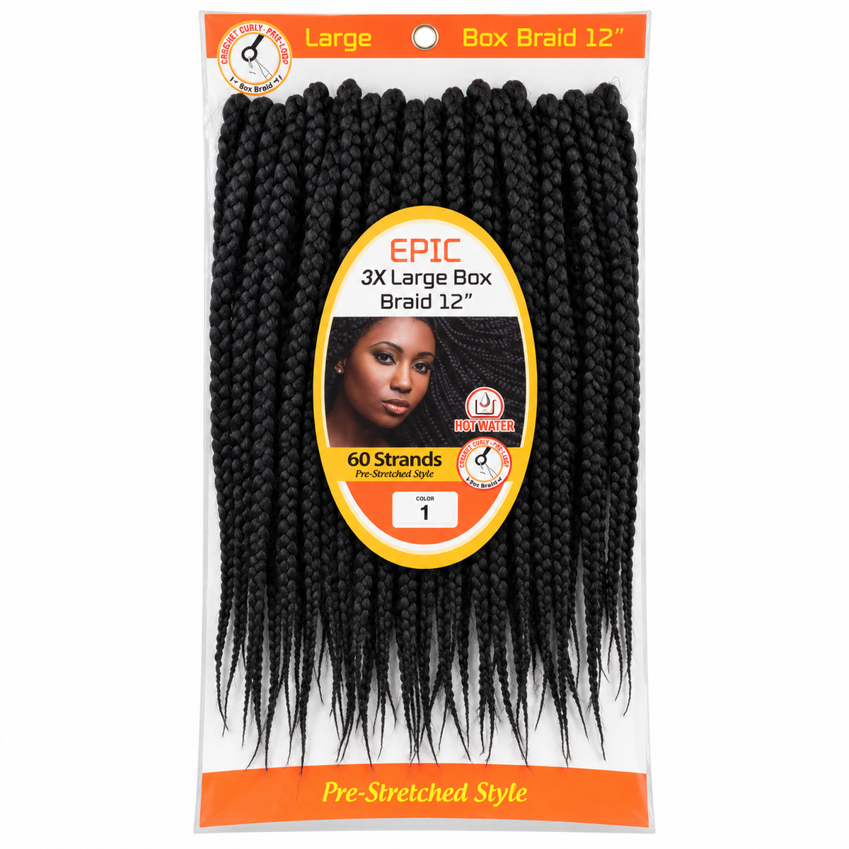 EPIC 3X Large Box Braid 12 inch color 1 package