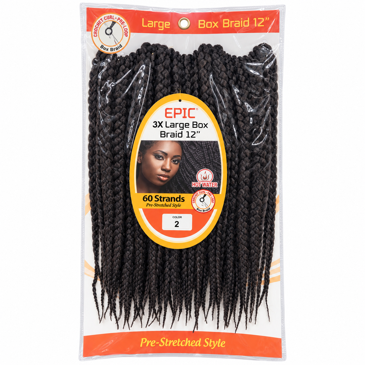 EPIC 3X Large Box Braid 12 inch color 2 package