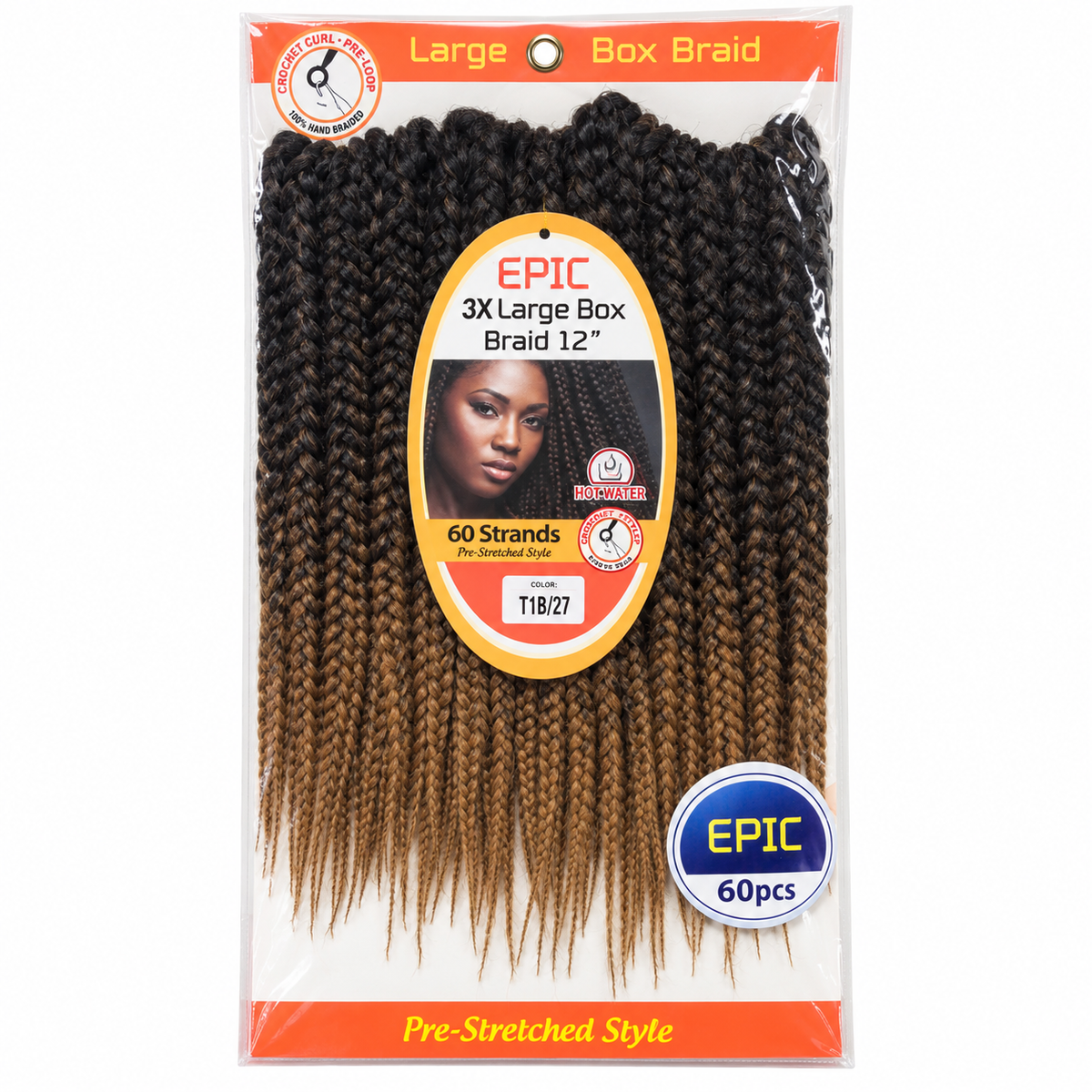 EPIC 3X Large Box Braid 12 inch color T1B/27 package