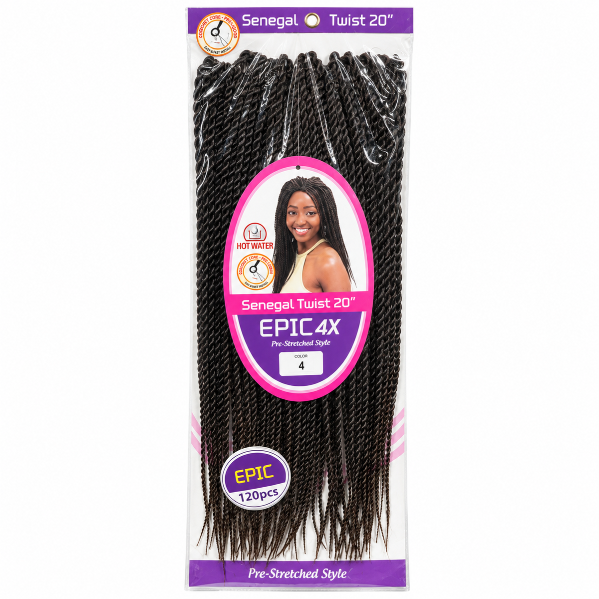 EPIC 4X Senegal Twist 20 inch color 4 package