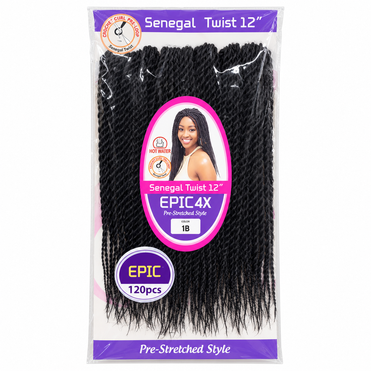 EPIC 4X Senegal Twist 12 inch color 1B package