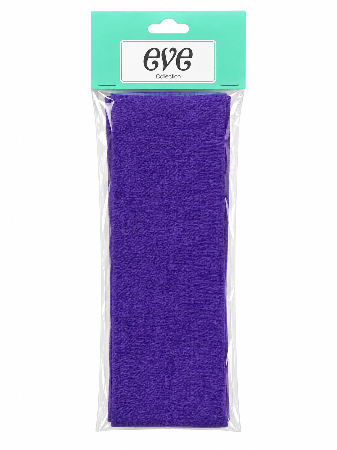 Eve Collection purple fabric headband in package