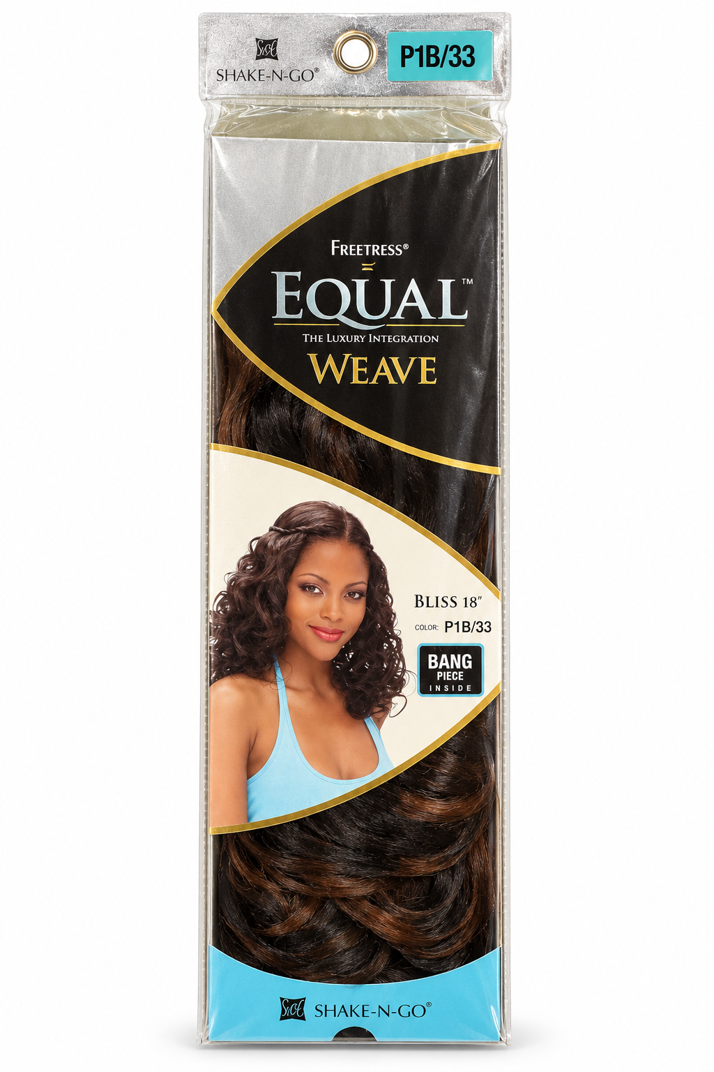 Freetress Equal Bliss 18-inch synthetic weave package in color P1B/33