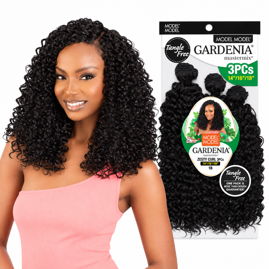 Model Model Gardenia Zesty Curl model and full 3-piece retail package