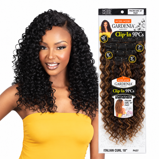 Model Model Gardenia Italian Curl 18-inch model and P4/27 9-piece clip-in package