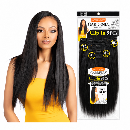 Model Model Gardenia Yaky Straight 18-inch model and 9-piece clip-in package