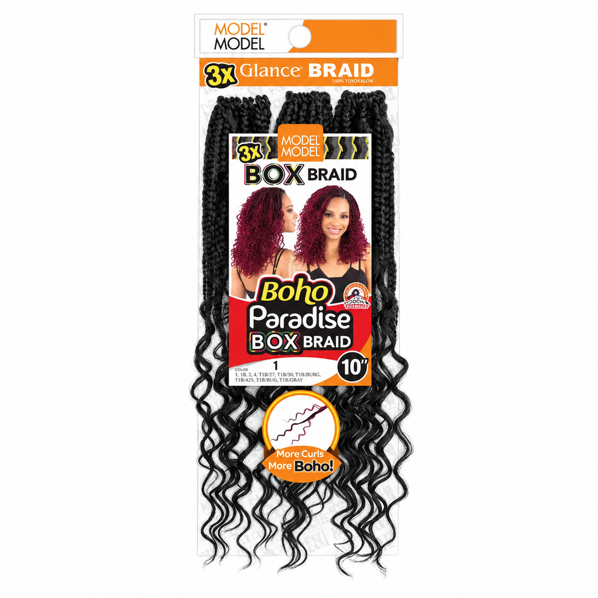 Model Model Glance 3X Boho Paradise Box Braid 10" full retail package, color 1