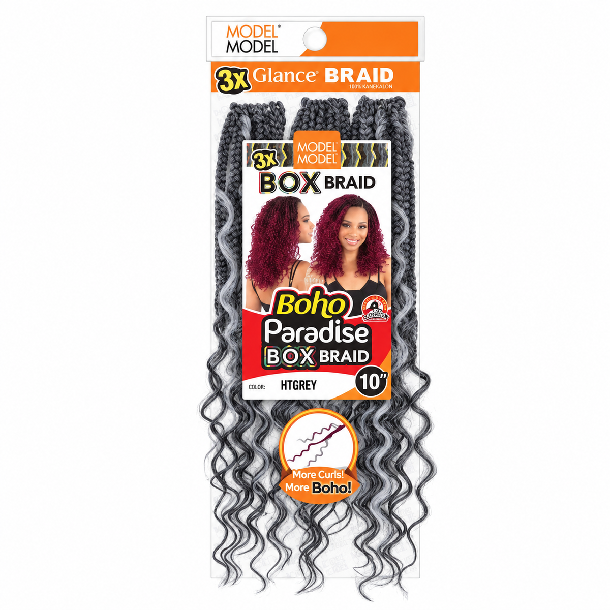 Model Model Glance 3X Boho Paradise Box Braid 10" full retail package, color HTGREY