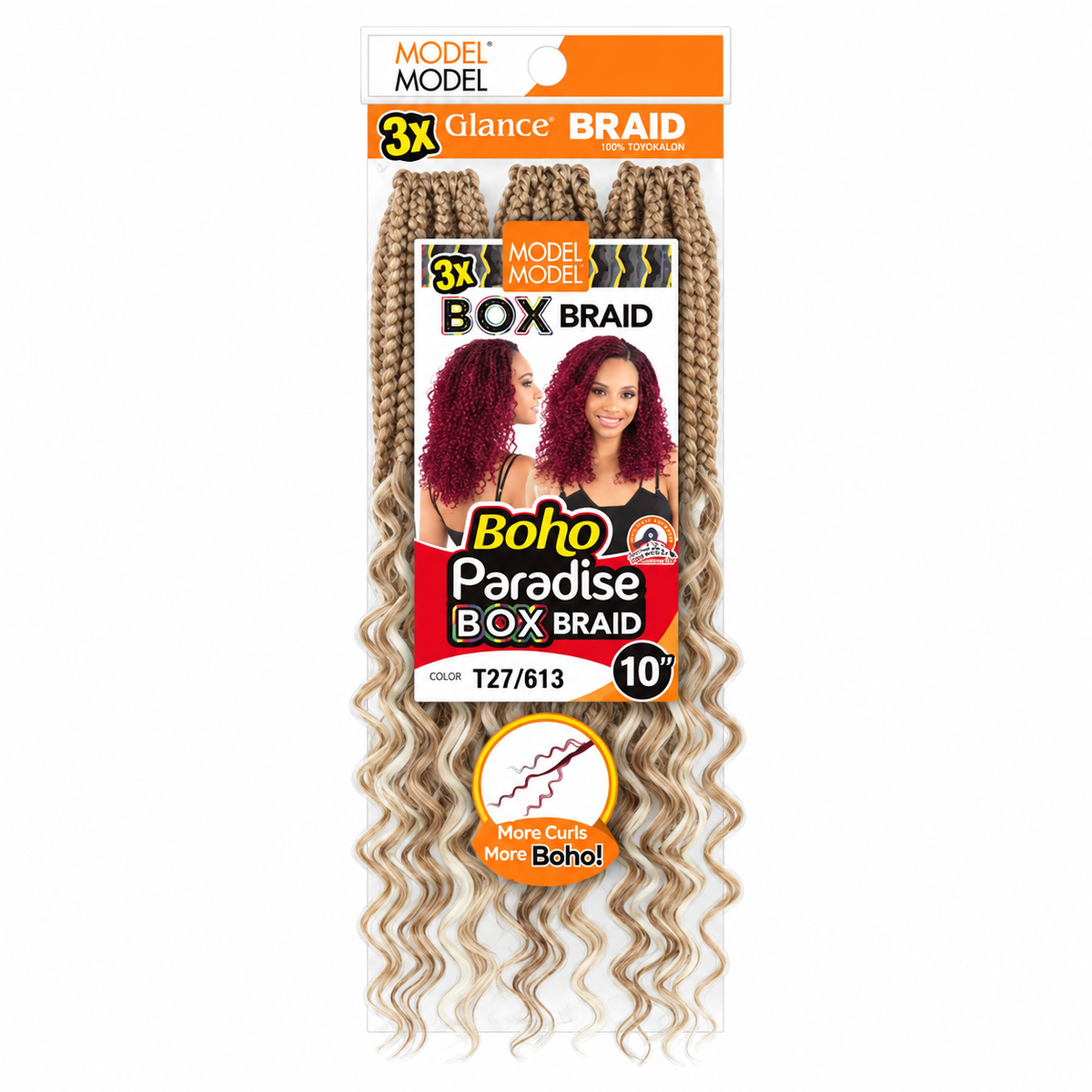 Model Model Glance 3X Boho Paradise Box Braid 10" full retail package, color T27/613