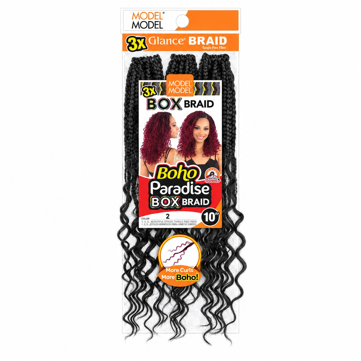 Model Model Glance 3X Boho Paradise Box Braid 10" full retail package, color 2