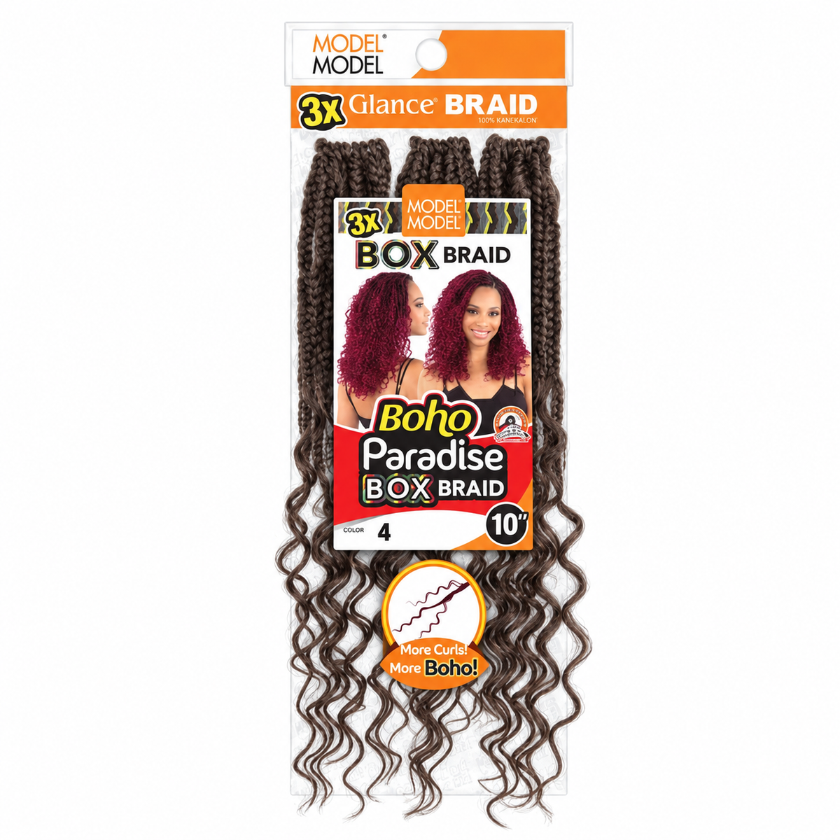 Model Model Glance 3X Boho Paradise Box Braid 10" full retail package, color 4