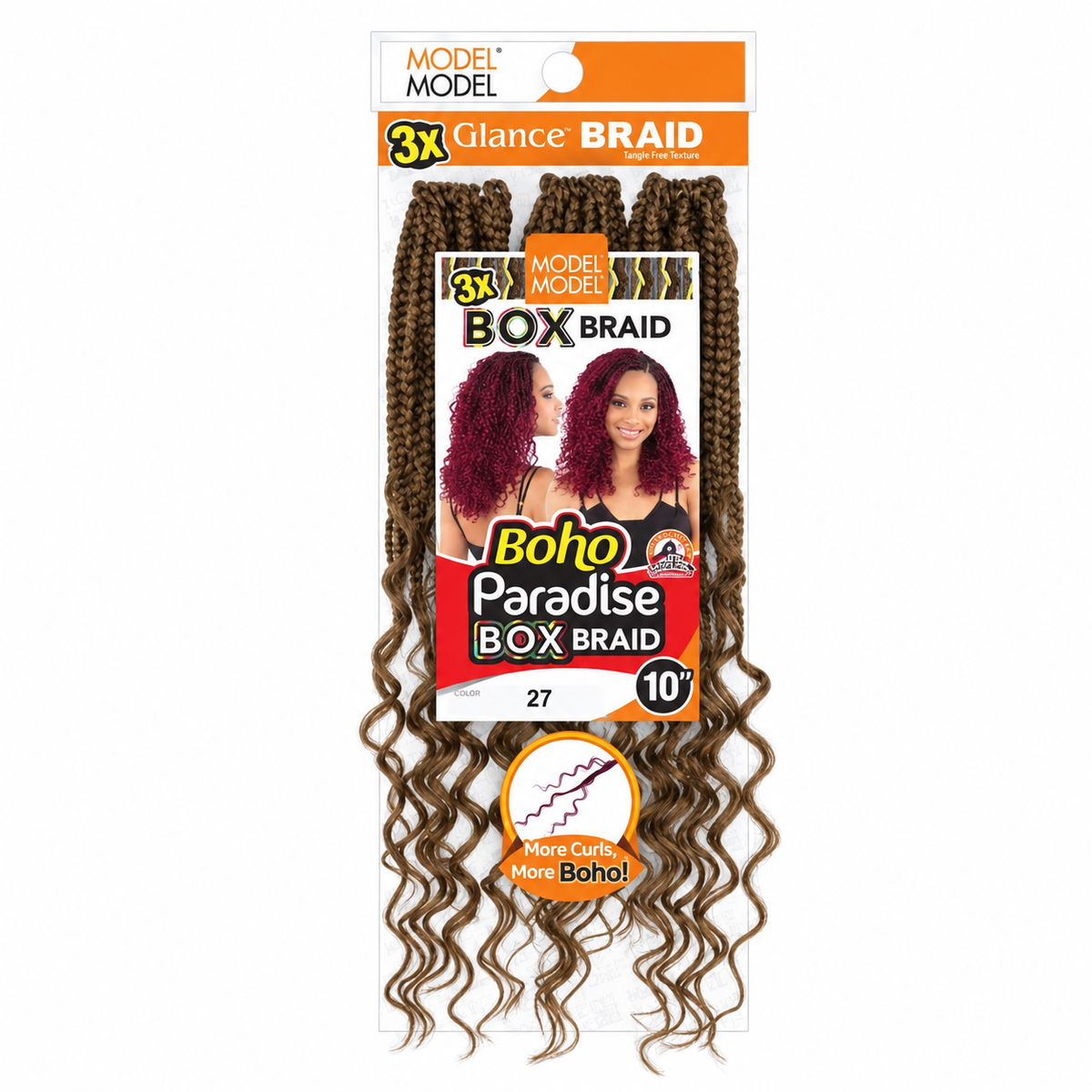 Model Model Glance 3X Boho Paradise Box Braid 10" full retail package, color 27