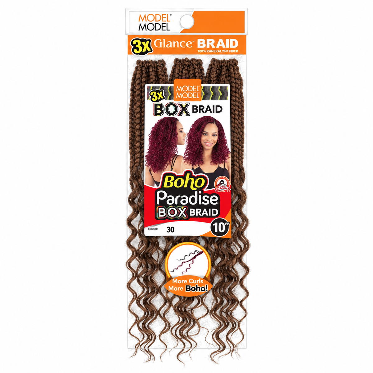 Model Model Glance 3X Boho Paradise Box Braid 10" full retail package, color 30