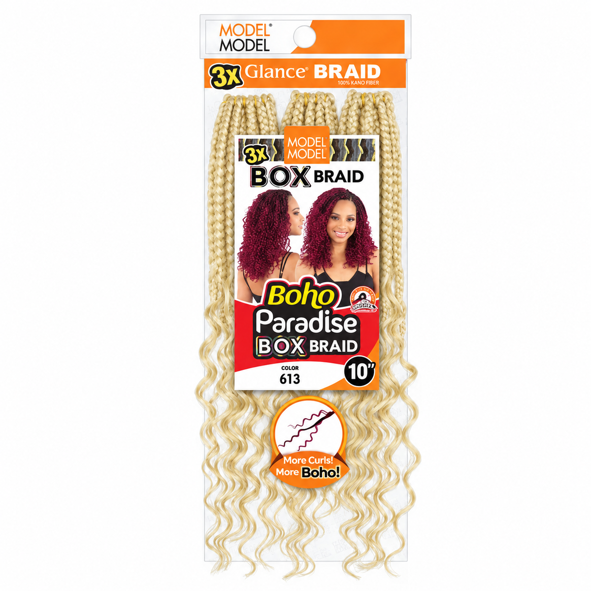 Model Model Glance 3X Boho Paradise Box Braid 10" full retail package, color 613