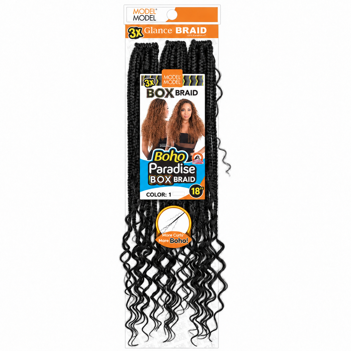 Model Model Glance 3X Boho Paradise Box Braid 18" full retail package, color 1