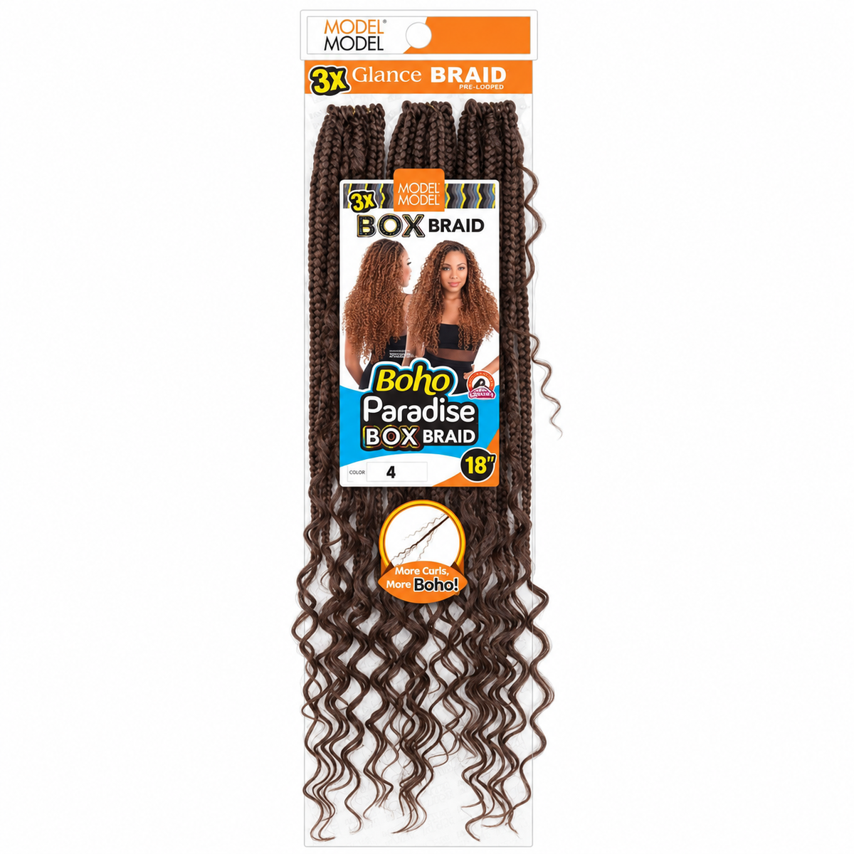 Model Model Glance 3X Boho Paradise Box Braid 18" full retail package, color 4