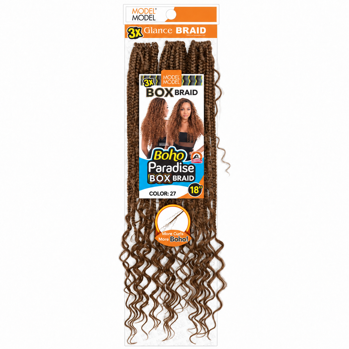 Model Model Glance 3X Boho Paradise Box Braid 18" full retail package, color 27