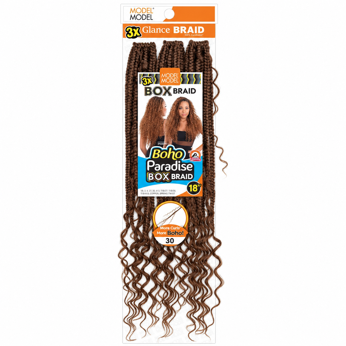 Model Model Glance 3X Boho Paradise Box Braid 18" full retail package, color 30