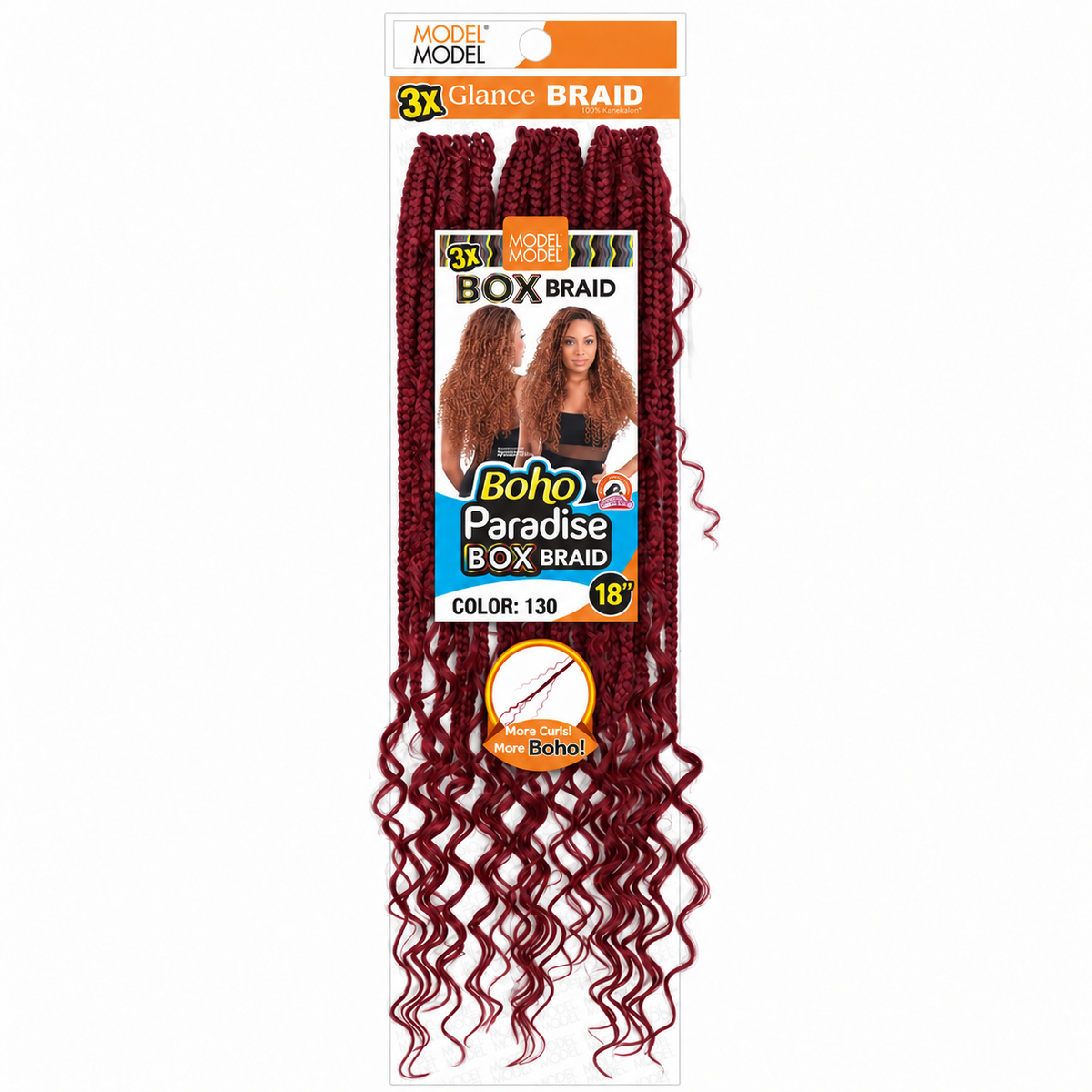 Model Model Glance 3X Boho Paradise Box Braid 18" full retail package, color 130