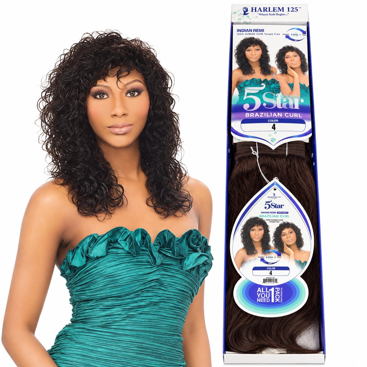 Harlem 125 5 Star Brazilian Curl 5PCS color 4 package with model