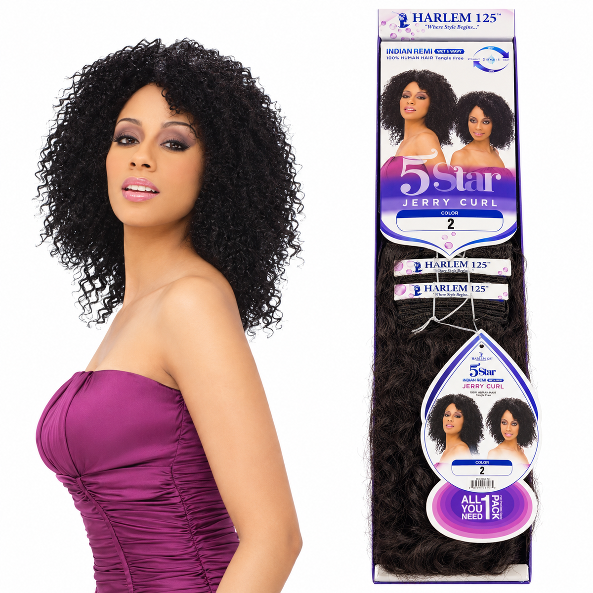 Harlem 125 Jerry Curl 5PCS color 2 package with model