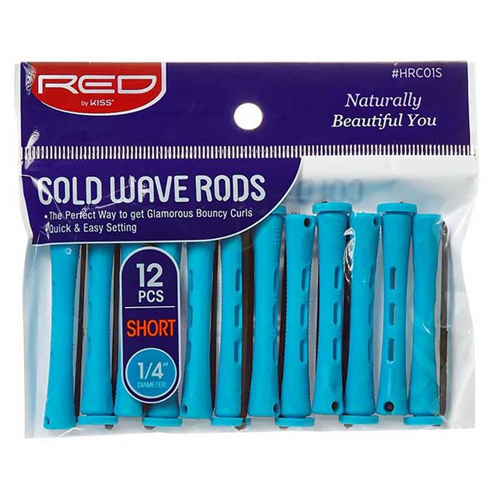 RED by KISS HRC01S Short Cold Wave Rods – Blue, 12-Pack in retail packaging