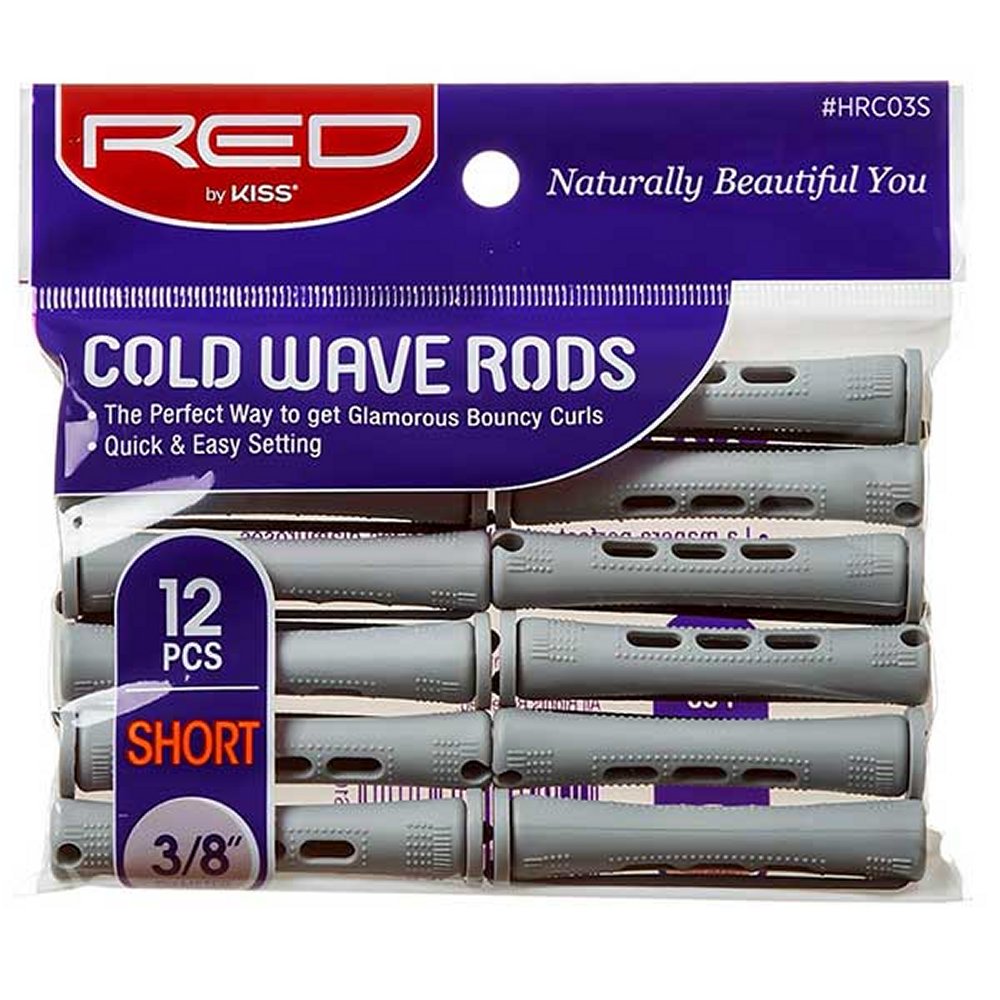 RED by KISS HRC03S Short Cold Wave Rods – Gray, 12-Pack in retail packaging