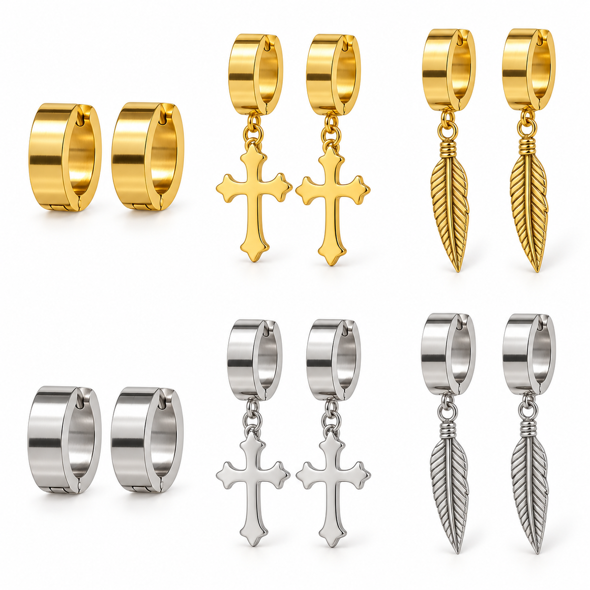Gold-tone and silver-tone huggie hoop earrings collection
