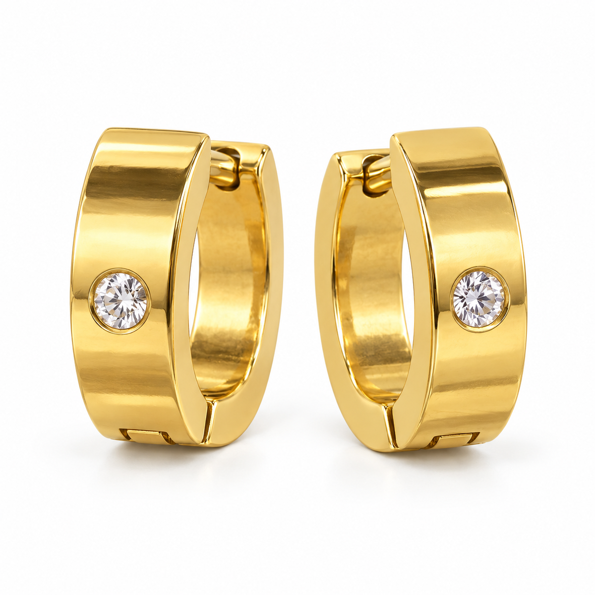 Gold-Tone Single Stone Hoop