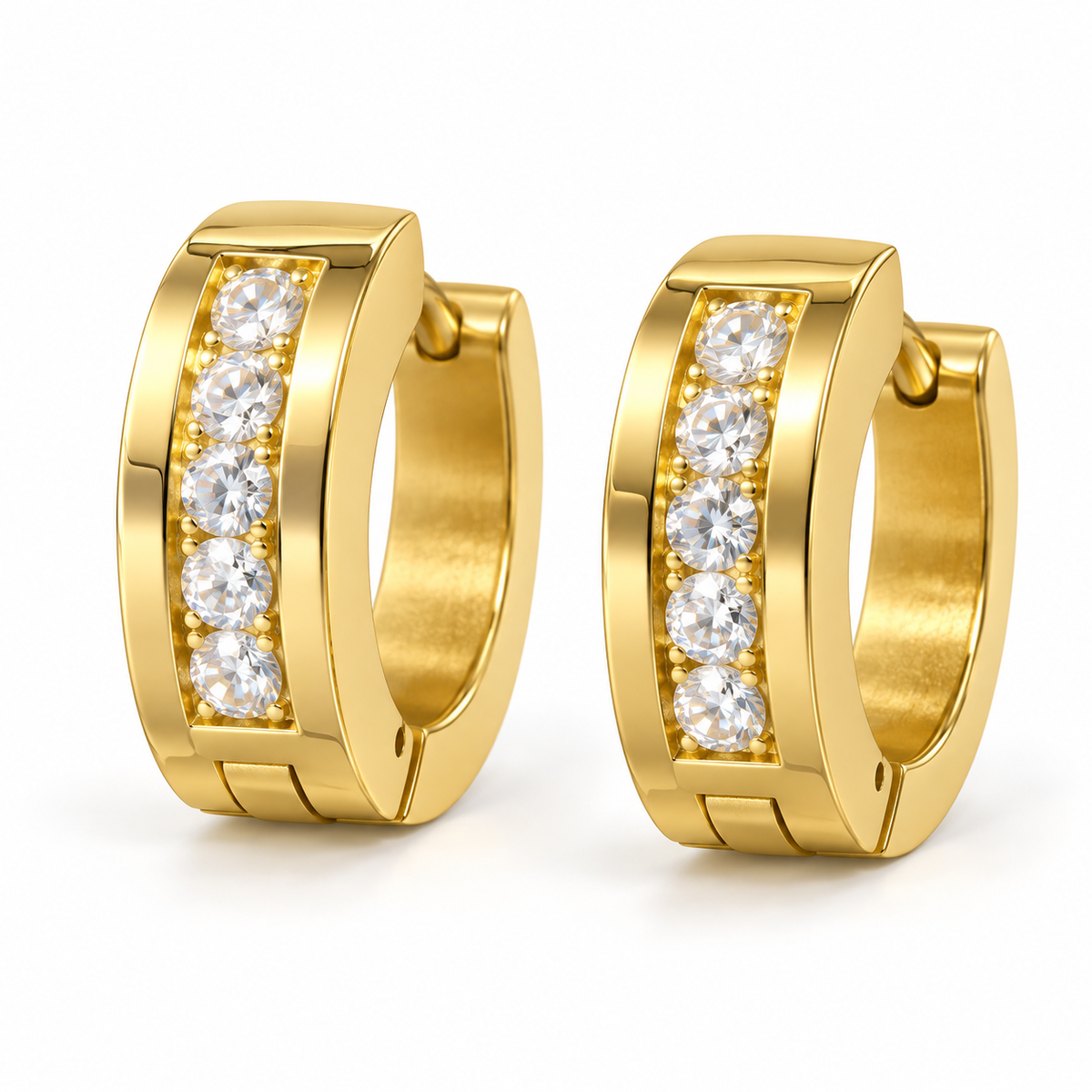 Gold-Tone Crystal Row Hoop