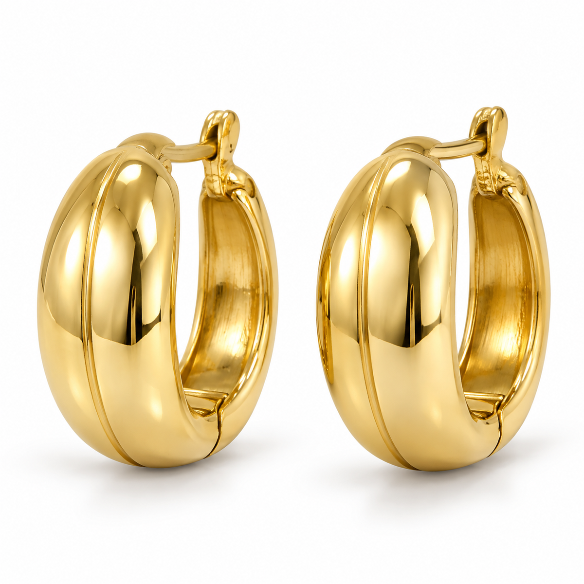 Gold-Tone Rounded Polished Hoop