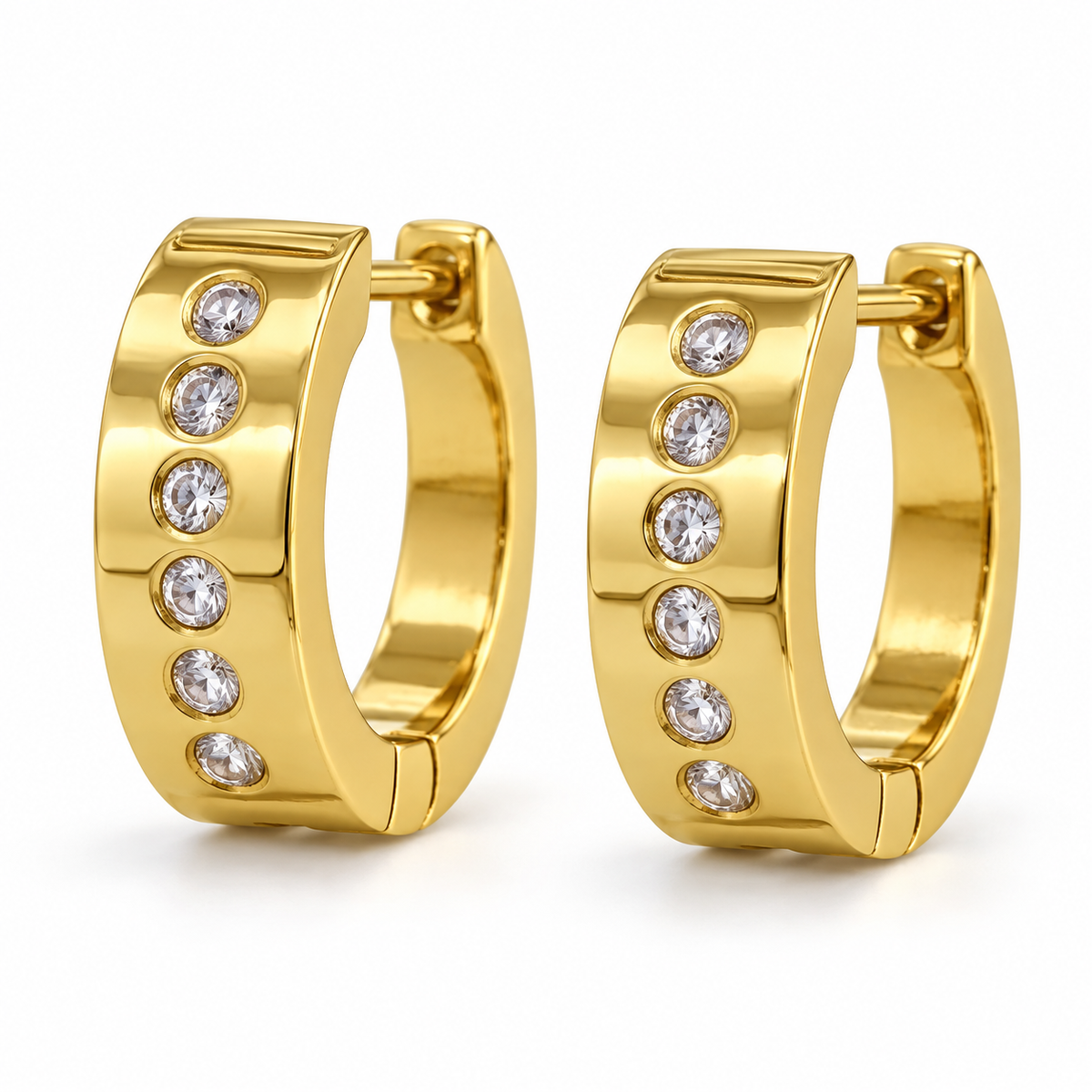 Gold-Tone Spaced Stone Hoop