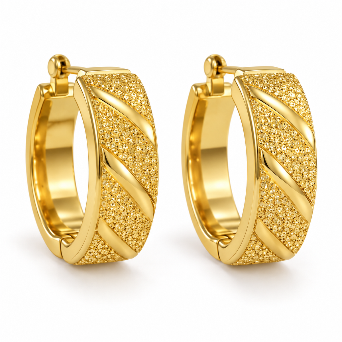 Gold-Tone Diagonal Texture Hoop