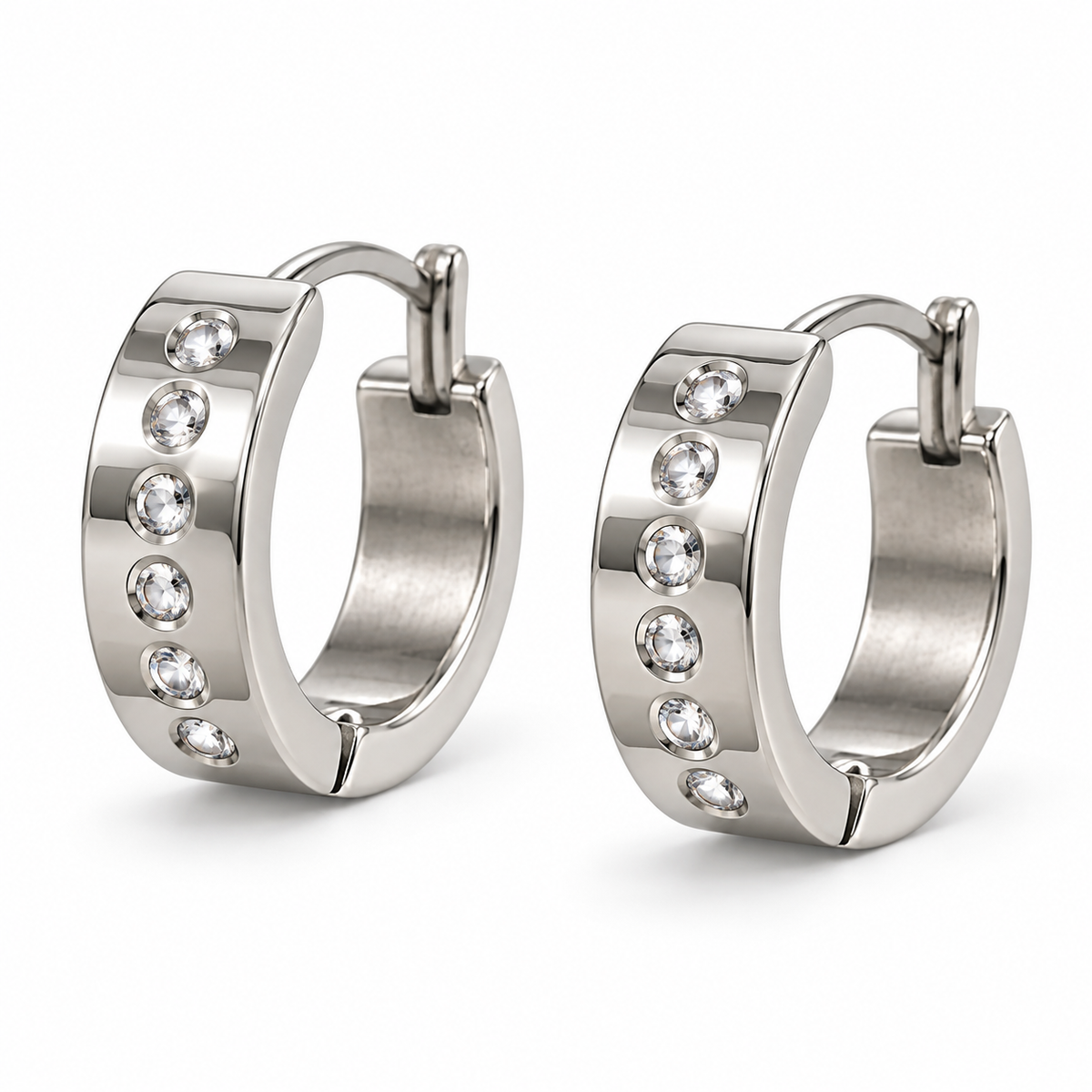 Silver-Tone Spaced Stone Hoop