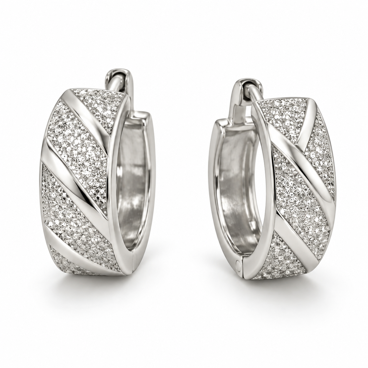 Silver-Tone Diagonal Texture Hoop