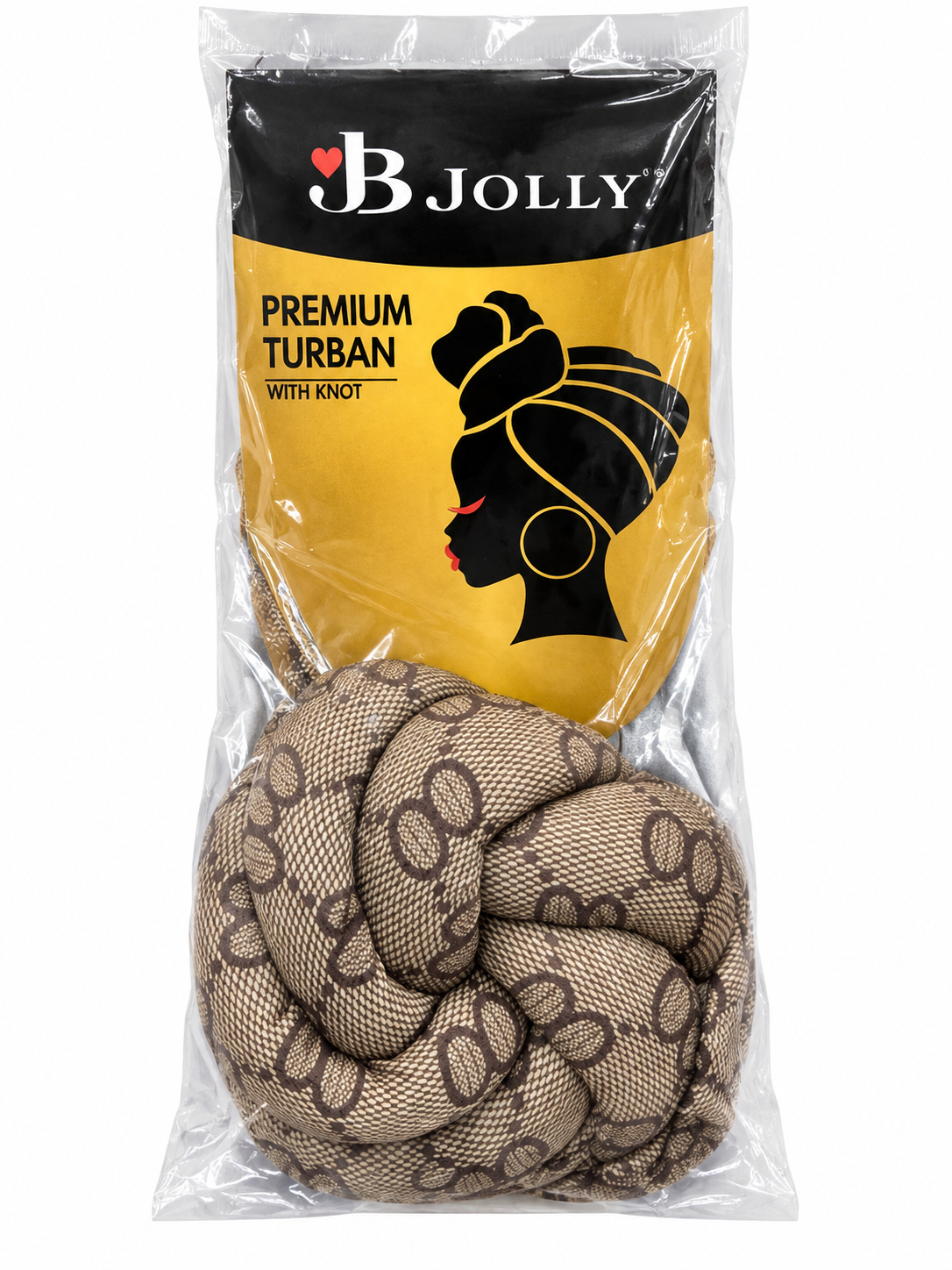 Jolly Premium Knot Turban in Brown Oval Link