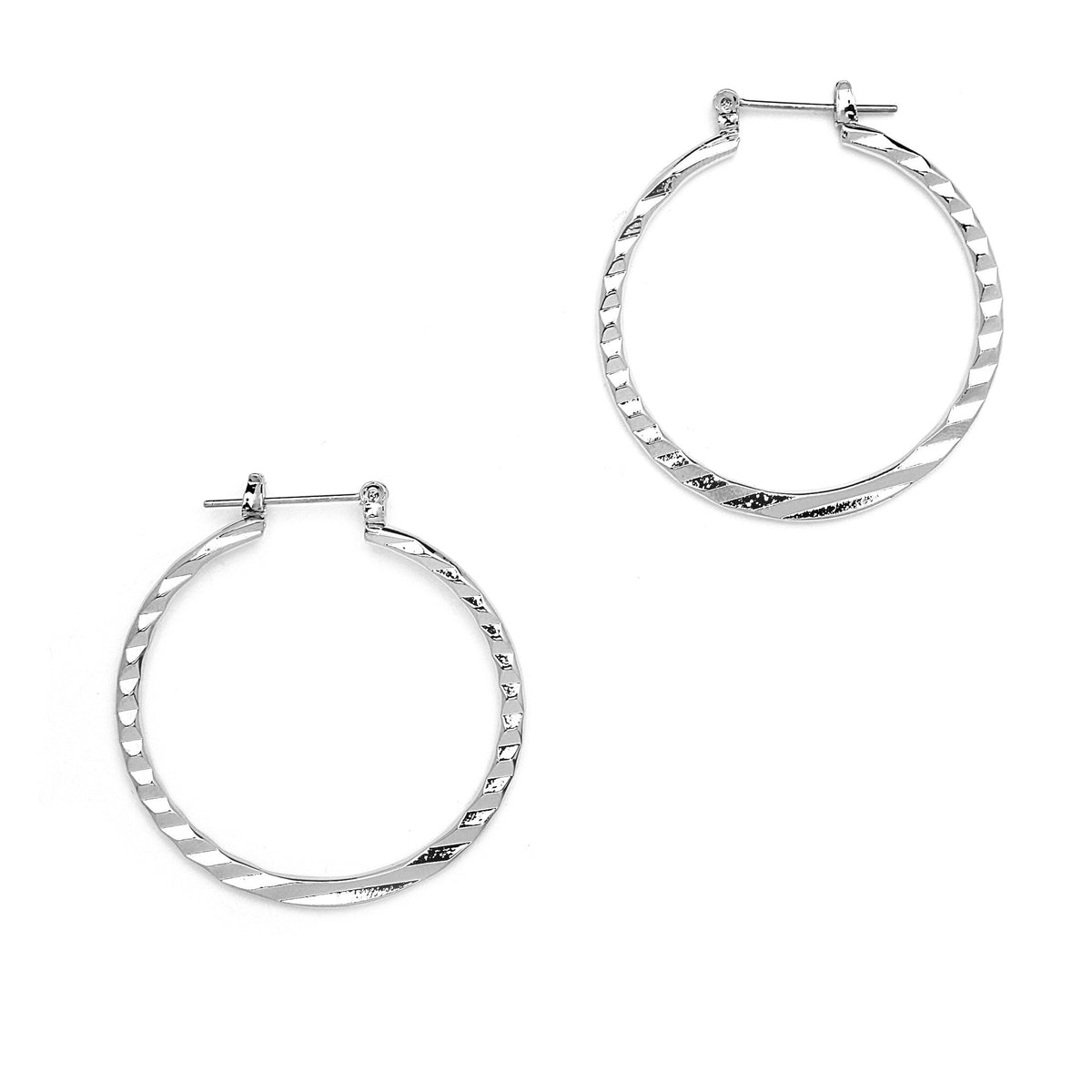 Joy Jewelry B13 silver-tone pin-catch hoop earrings