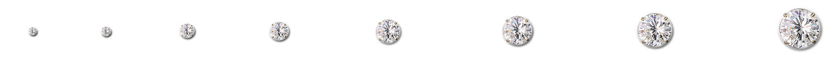 Joy Jewelry GF series round cubic zirconia stud earrings, sizes 2mm to 9mm