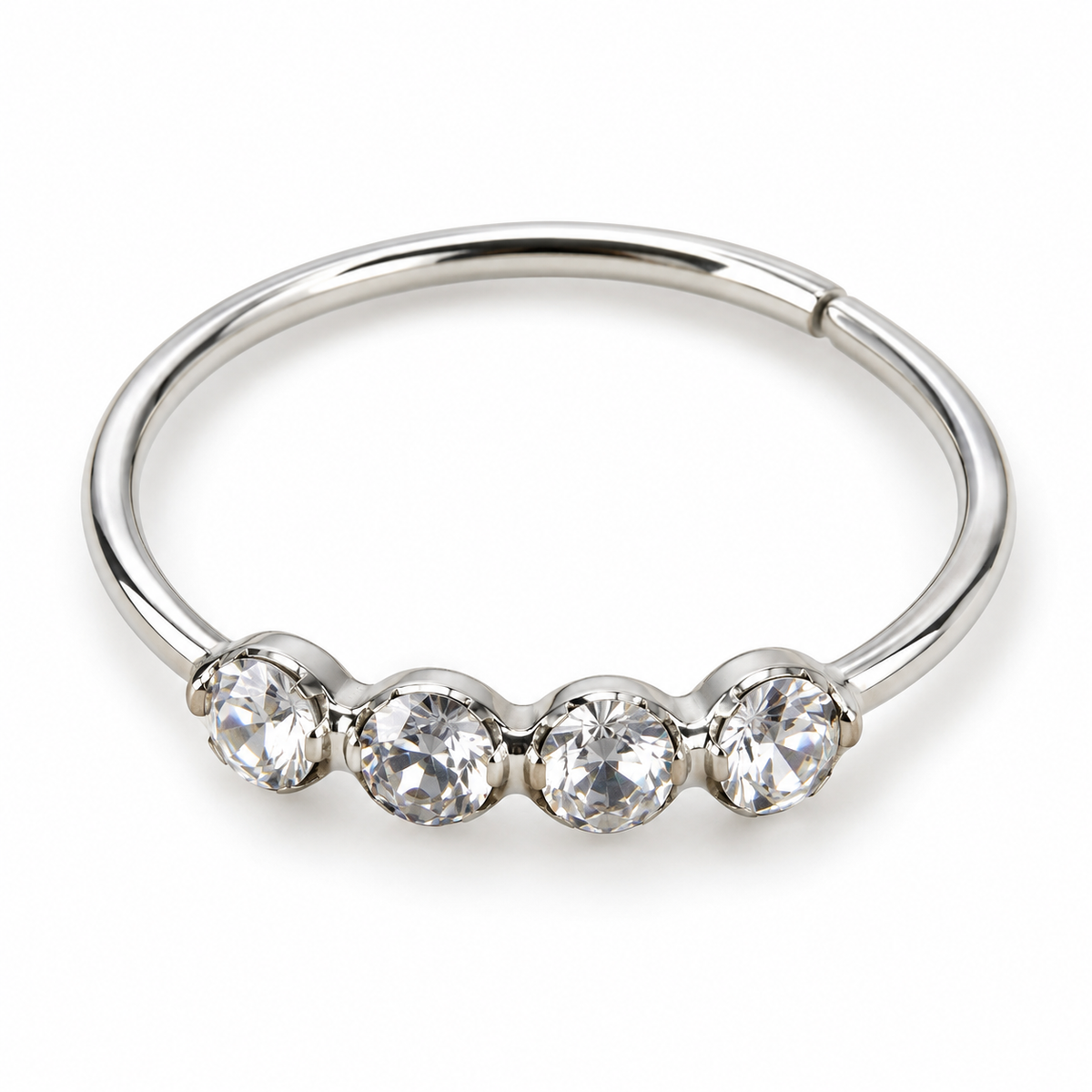 Joy Jewelry NH07 Silver Tone Four Stone nose hoop